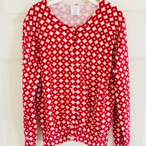 Crewcuts Red & White Print Cardigan Sweater 8